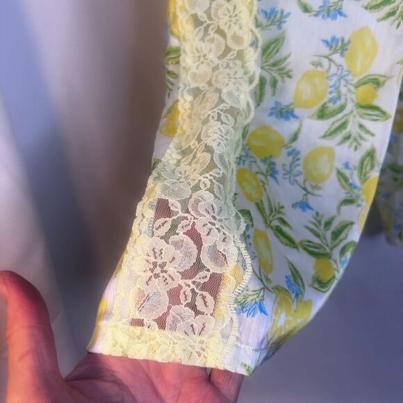 Adore Me Lemon & Lace Sides Pull On Drawstring Waist Pajama Sleep Pant Sz MD - Picture 2 of 12